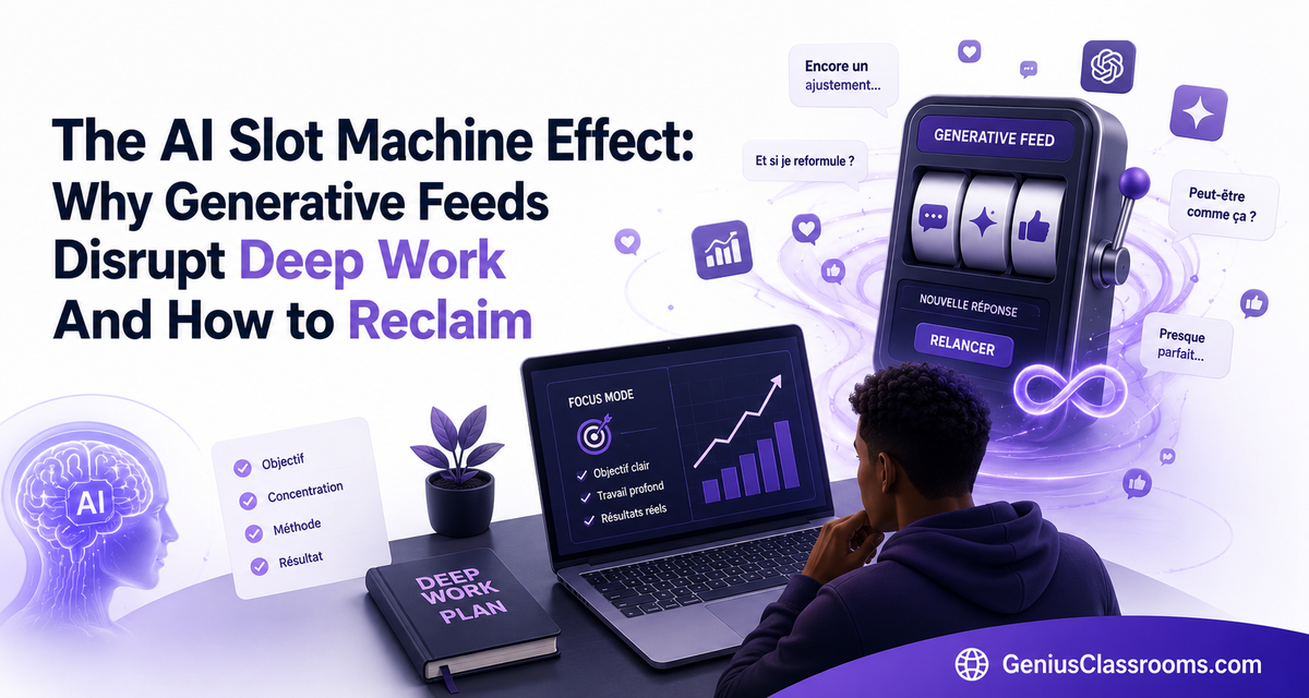 The AI Slot Machine Effect: Why Generative Feeds Disrupt Deep Work And How to Reclaim Focus - article de blog GeniusClassrooms